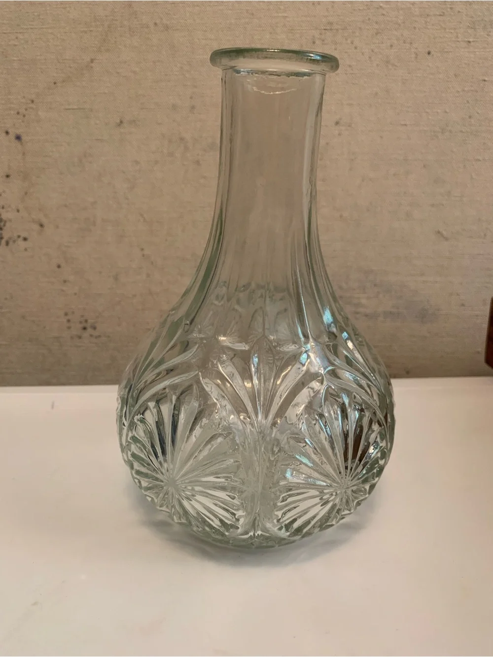 Vintage Glass Vase with Starburst Pattern - Home Accents